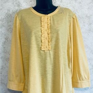 Croft & Barrow Womens Size XL Knit Top Pull Over 5 Buttoned Neck 3/4 Sleeves